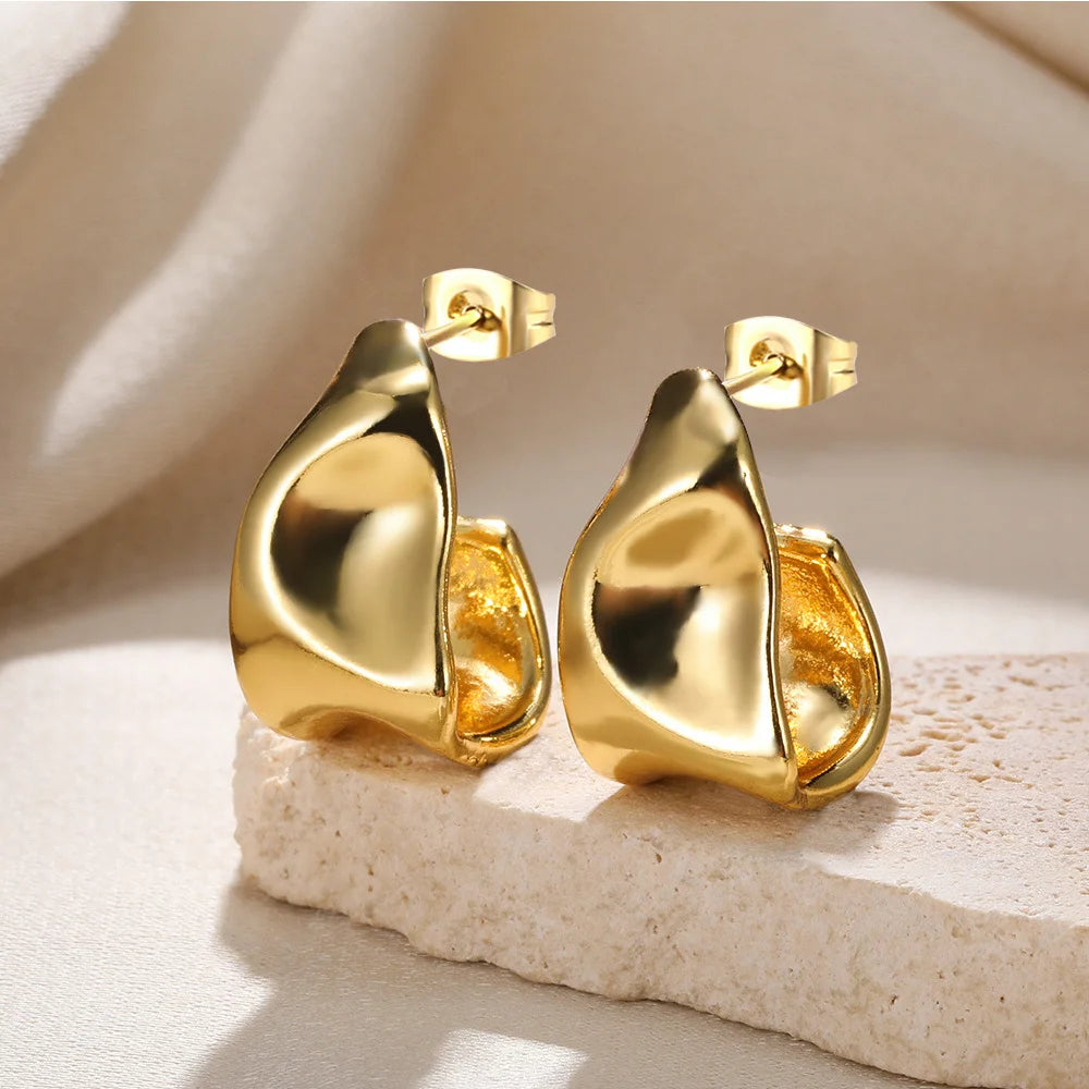 Irregular Geometric Gold Color Stainless Earrings