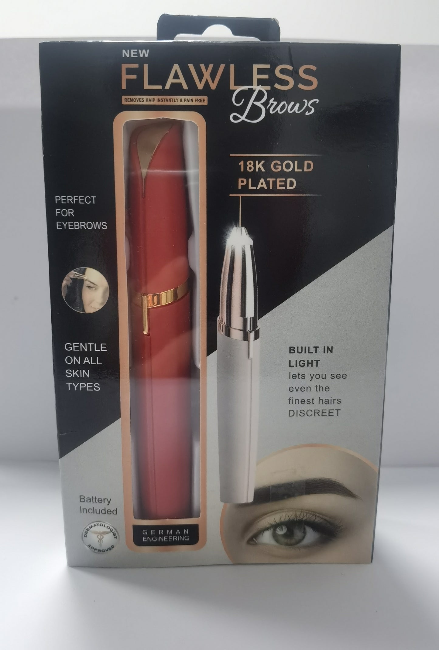 Eyebrow Trimmer Pen with LED Light – Painless Facial Hair Remover