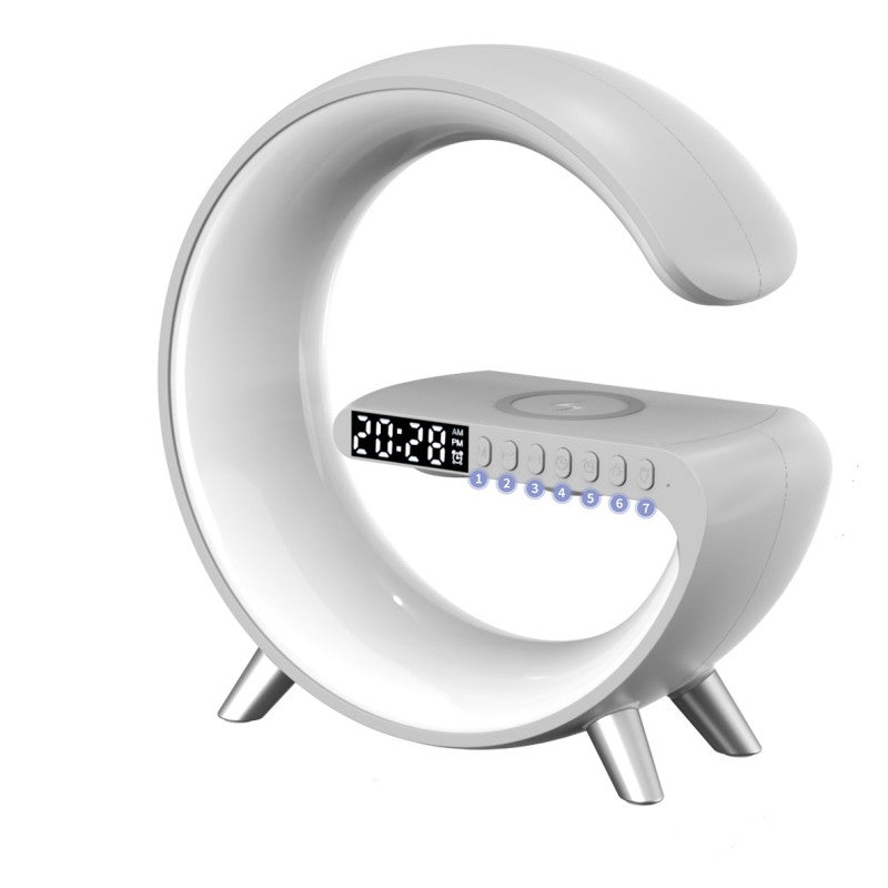 Modern G-Shaped LED Atmosphere Lamp – Bluetooth Speaker & Wireless Charger with App Control