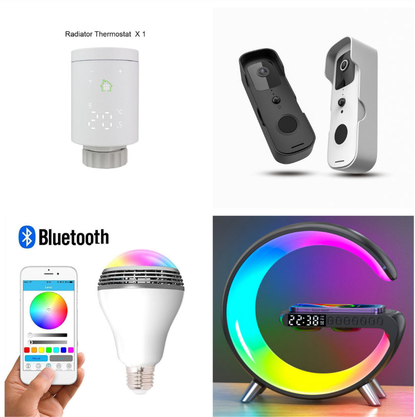 Modern G-Shaped LED Atmosphere Lamp – Bluetooth Speaker & Wireless Charger with App Control