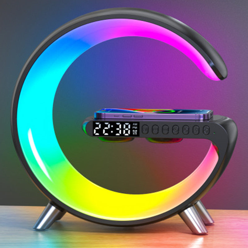 Modern G-Shaped LED Atmosphere Lamp – Bluetooth Speaker & Wireless Charger with App Control