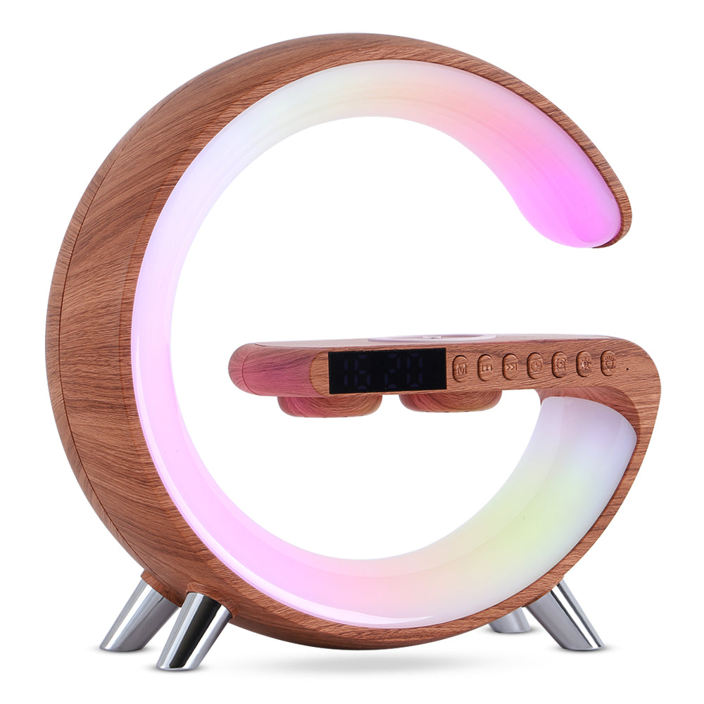 Modern G-Shaped LED Atmosphere Lamp – Bluetooth Speaker & Wireless Charger with App Control