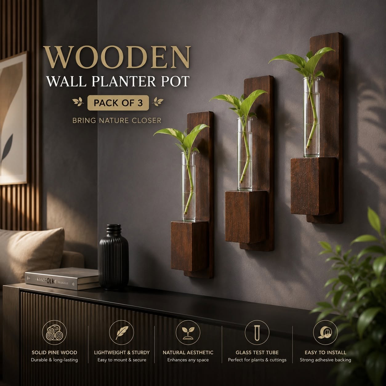 Wooden Wall Planter