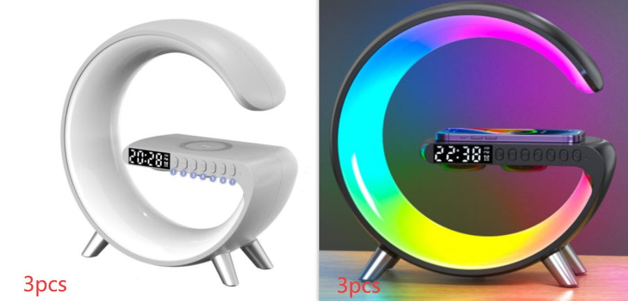 Modern G-Shaped LED Atmosphere Lamp – Bluetooth Speaker & Wireless Charger with App Control