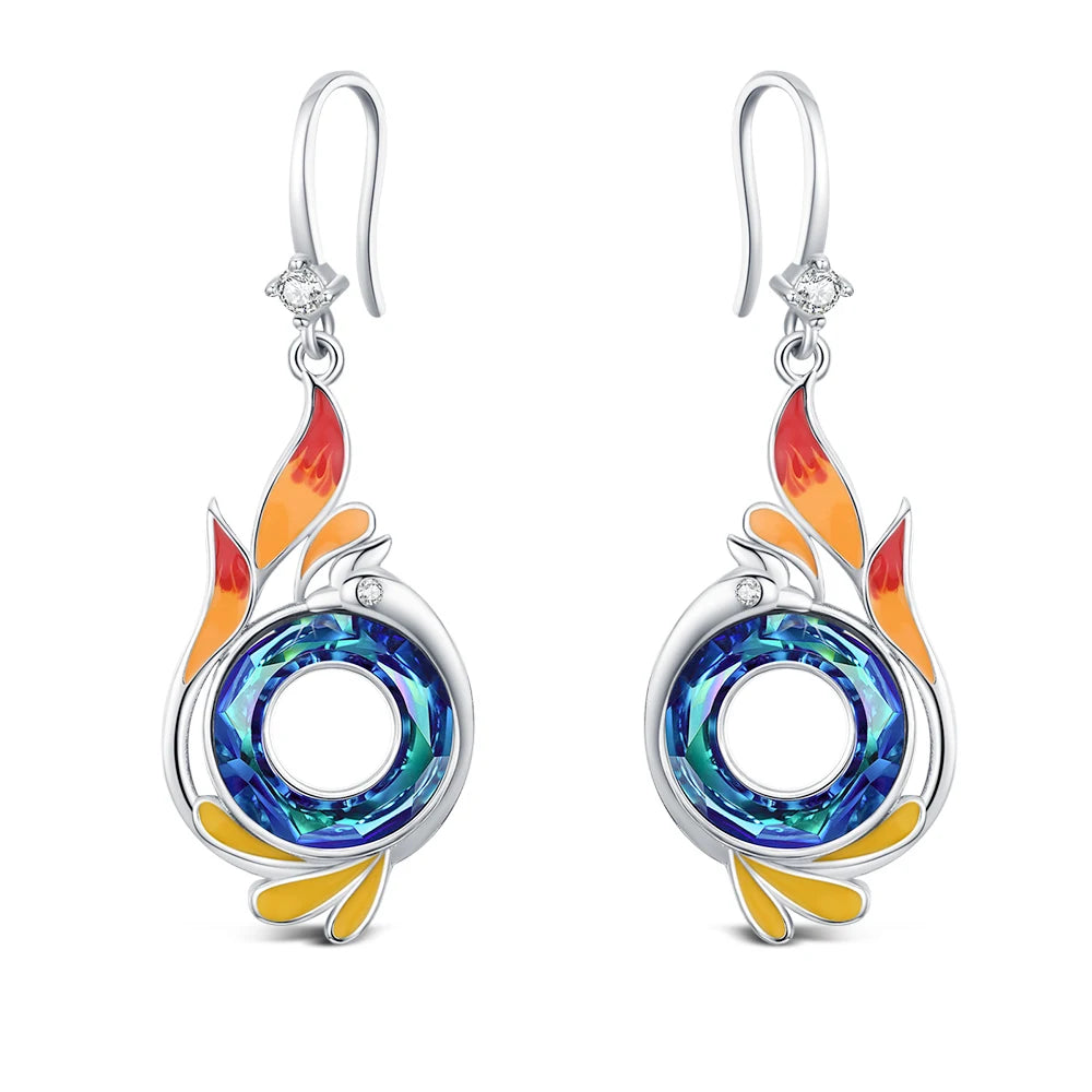 Silver Blue Zircon Phoenix Earrings