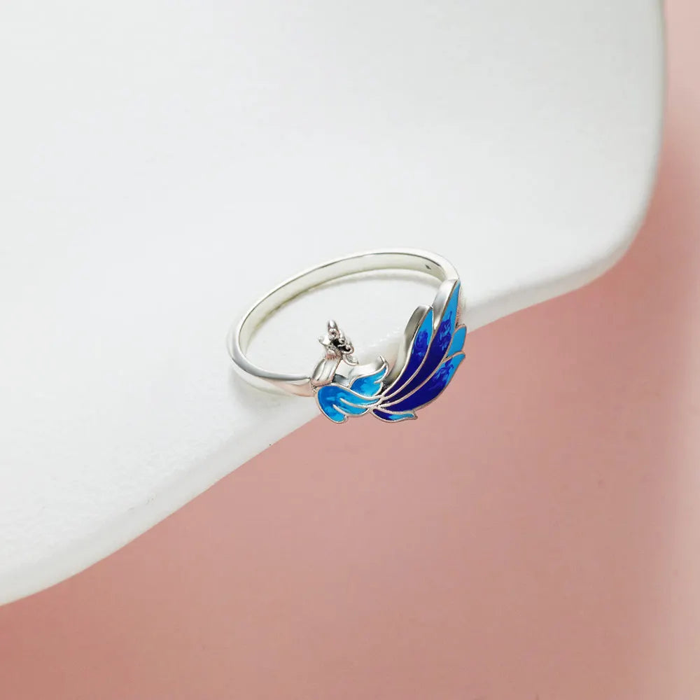 Silver Blue Zircon Phoenix Earrings