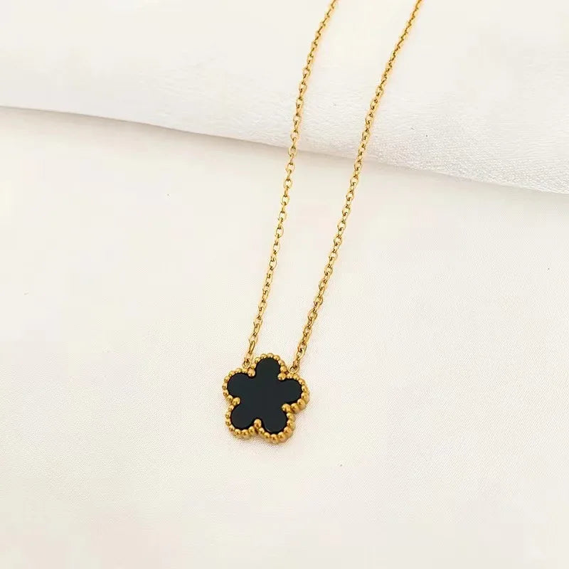 Elegant Flower Design Necklace Bracelet Stainless
