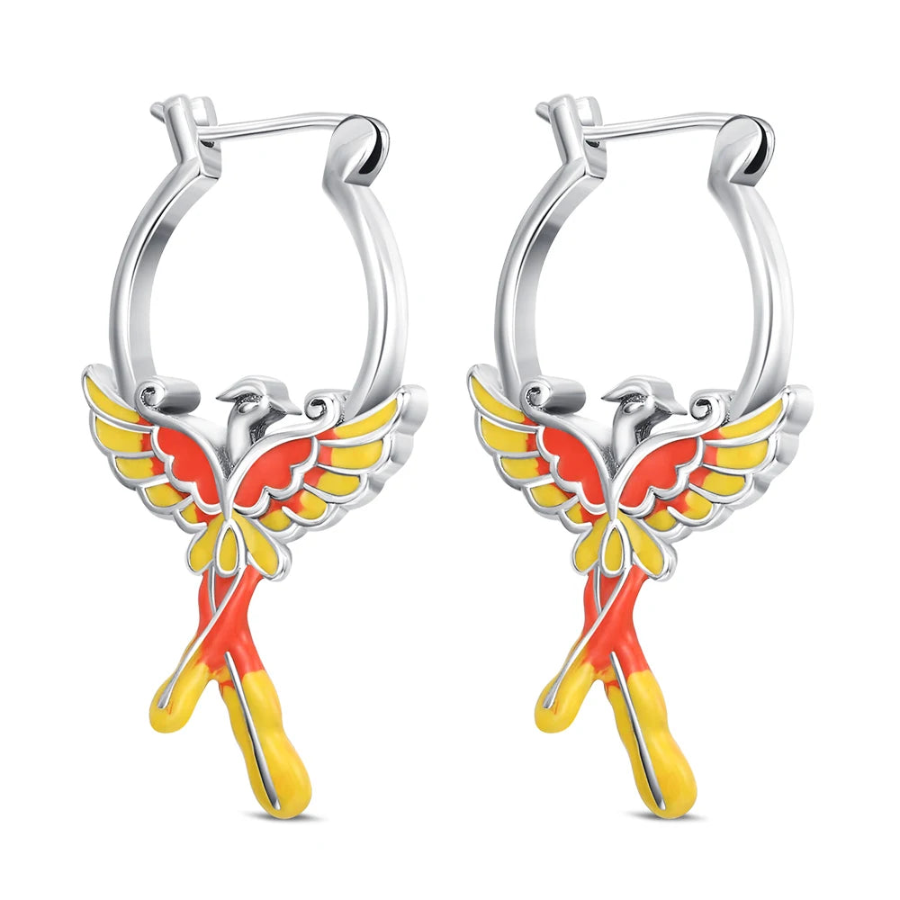 Silver Blue Zircon Phoenix Earrings