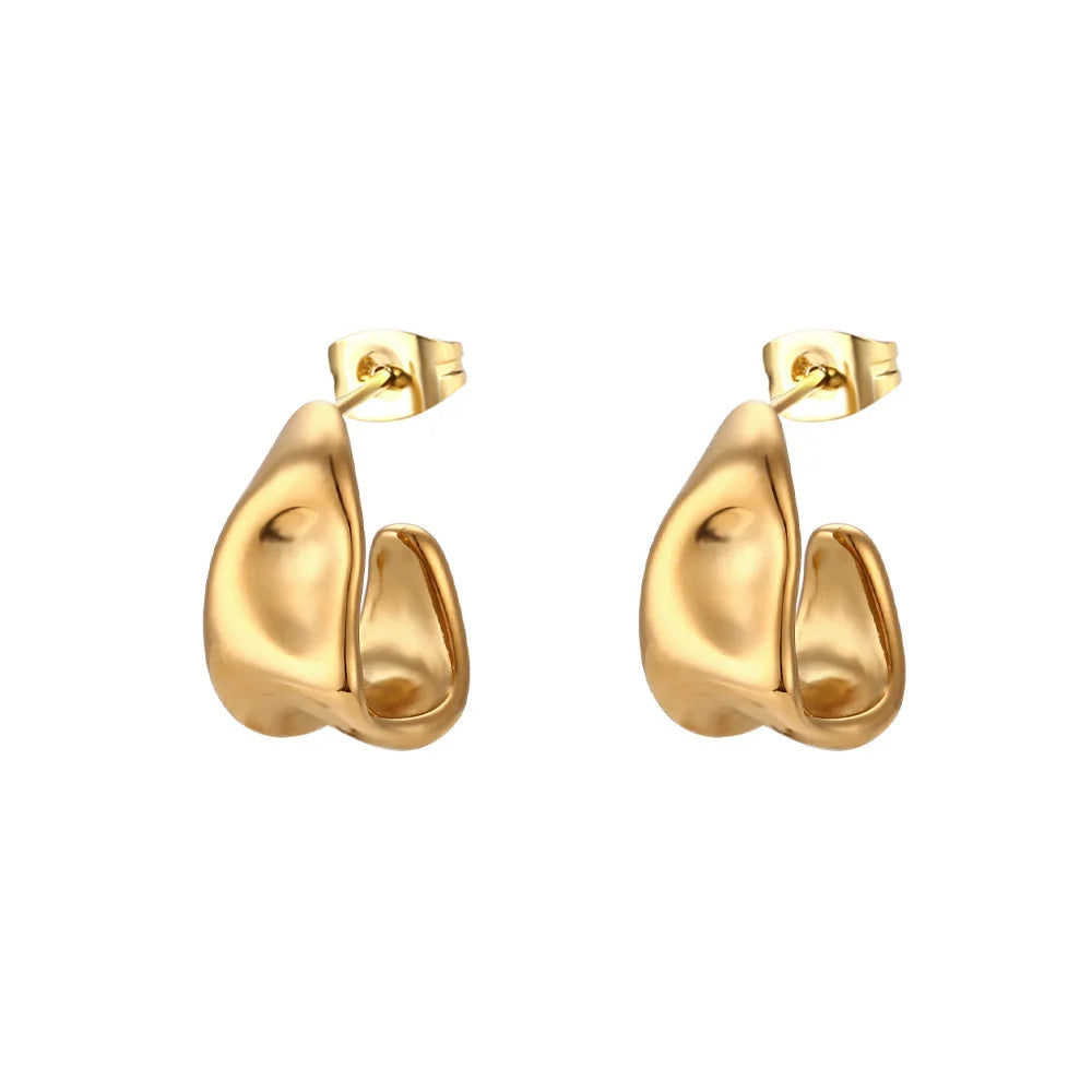 Irregular Geometric Gold Color Stainless Earrings
