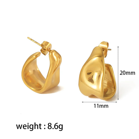 Irregular Geometric Gold Color Stainless Earrings