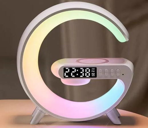 Modern G-Shaped LED Atmosphere Lamp – Bluetooth Speaker & Wireless Charger with App Control