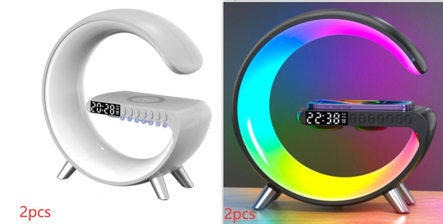 Modern G-Shaped LED Atmosphere Lamp – Bluetooth Speaker & Wireless Charger with App Control