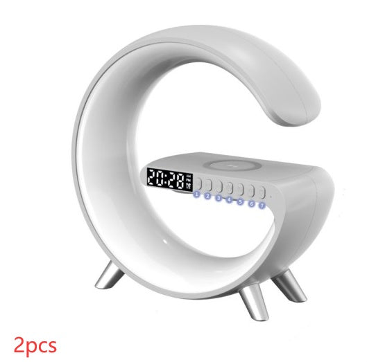 Modern G-Shaped LED Atmosphere Lamp – Bluetooth Speaker & Wireless Charger with App Control